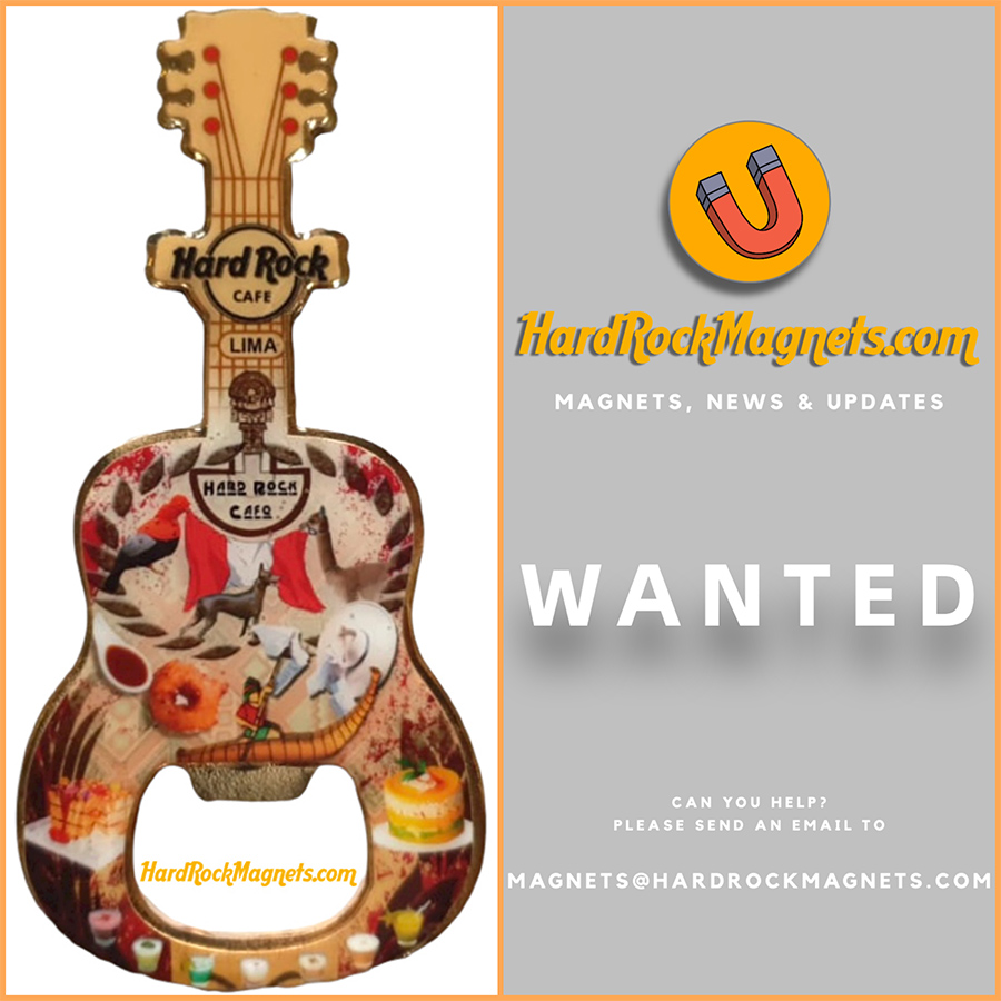 Hard Rock Cafe Lima Bottle Opener Magnet No. 4 - WANTED