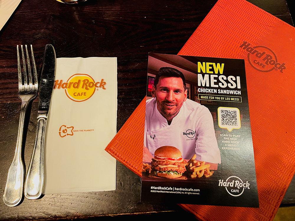 Flyer of new Messi Chicken Sandwich by Hard Rock International