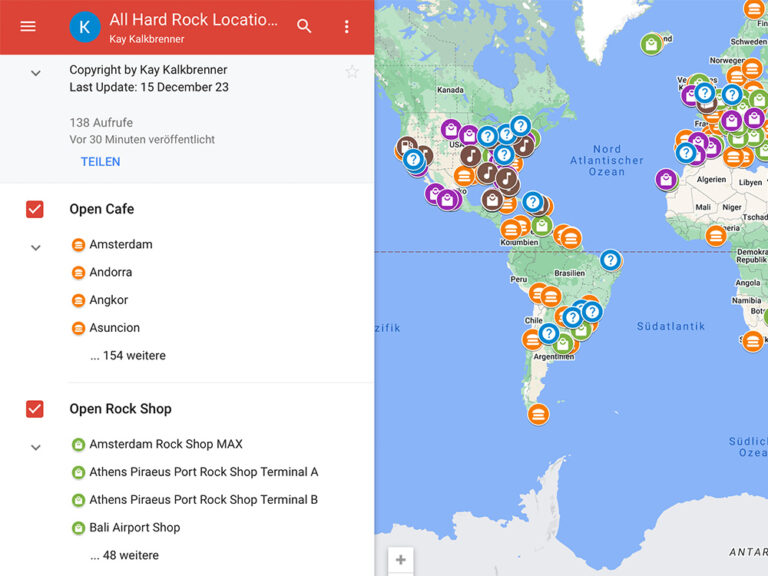 Read more about the article Major Update: Google Map with “All Hard Rock Locations Worldwide” by Kay Kalkbrenner