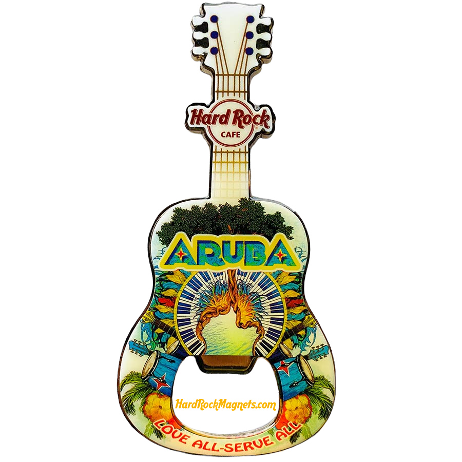 Hard Rock Cafe Aruba V+ Bottle Opener Magnet No. 1