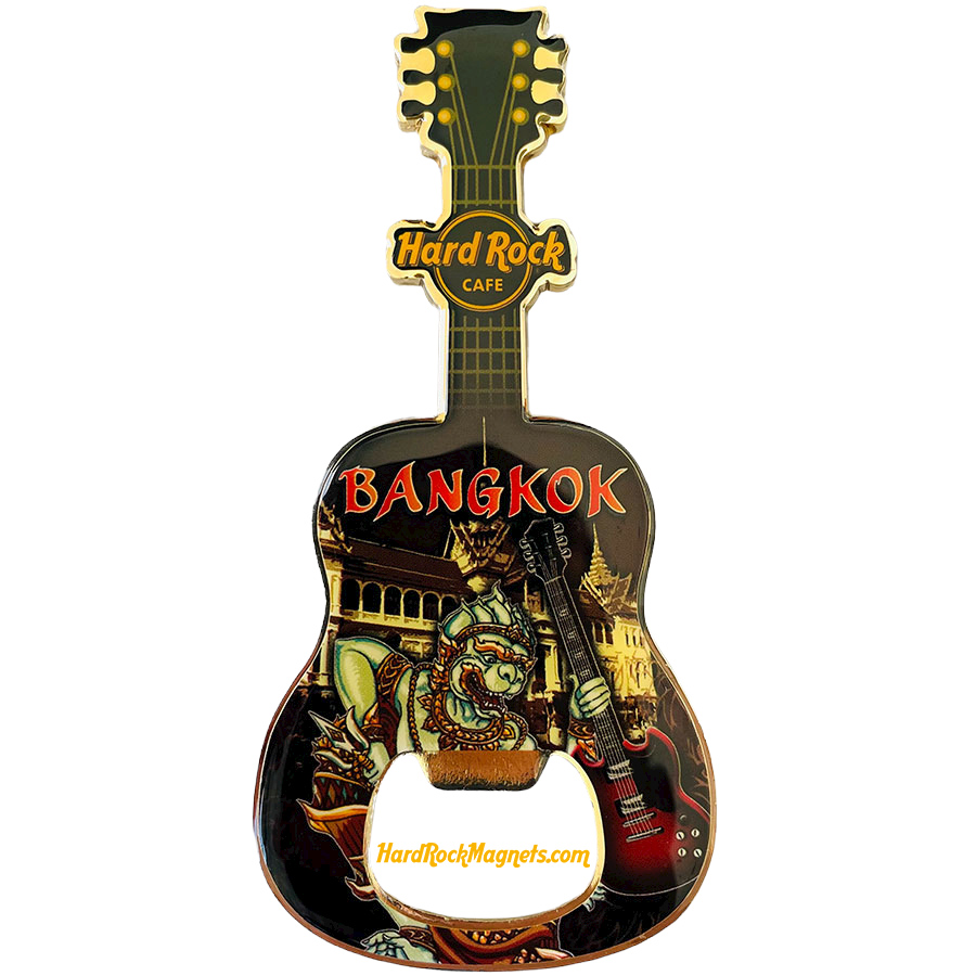 Hard Rock Cafe Bangkok V+ Bottle Opener Magnet No. 2 (Black Version)