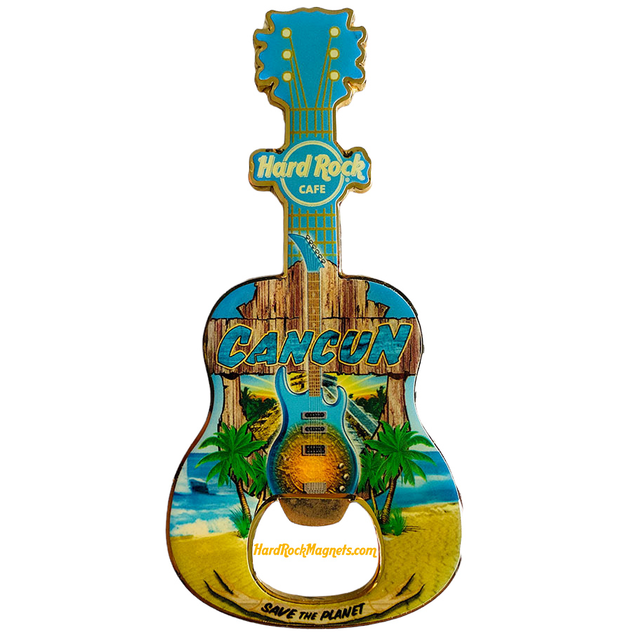 Hard Rock Cafe Cancun V+ Bottle Opener Magnet No. 1