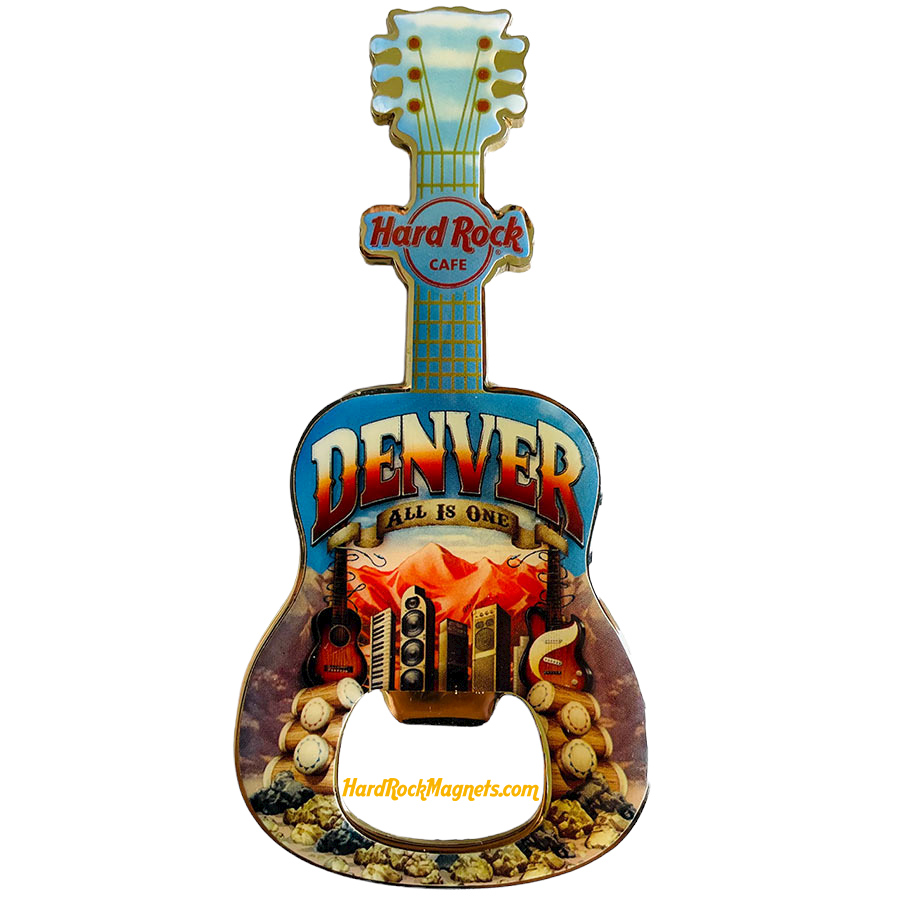Hard Rock Cafe Denver V+ Bottle Opener Magnet No. 1