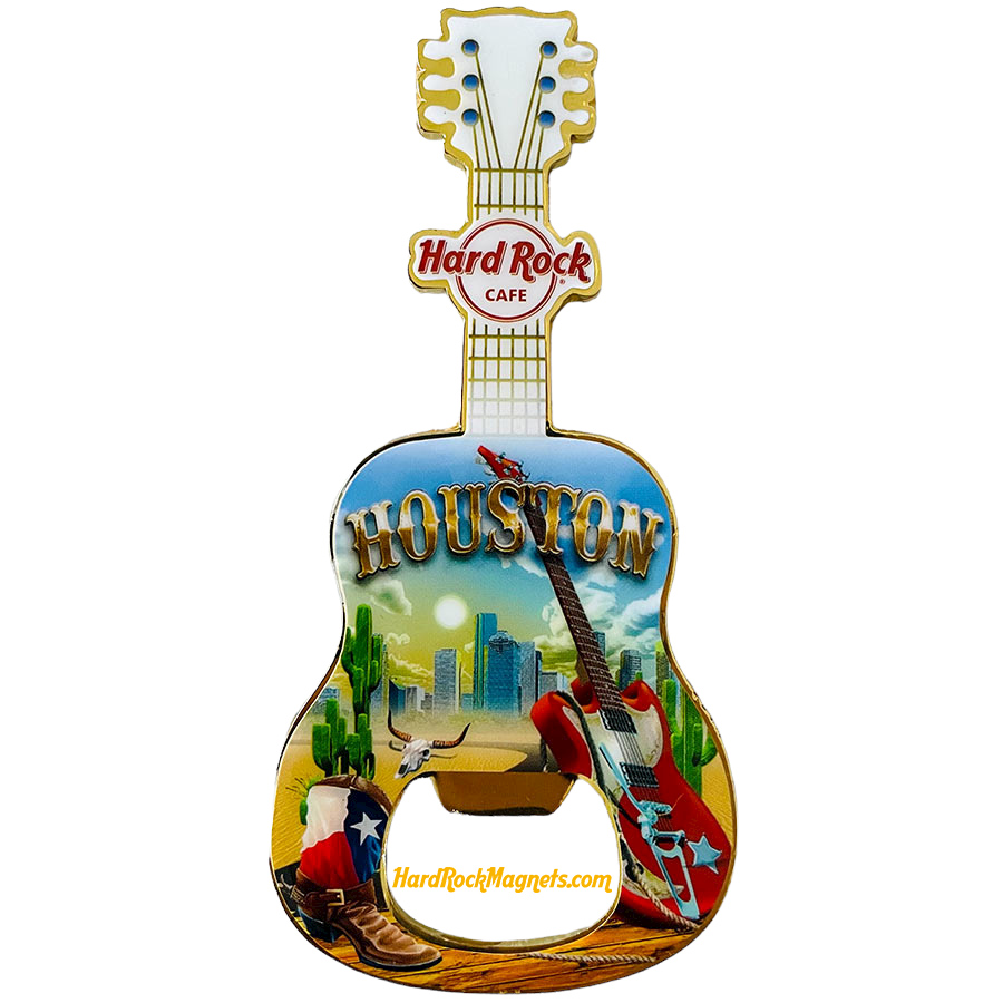 Hard Rock Cafe Houston V+ Bottle Opener Magnet No. 5