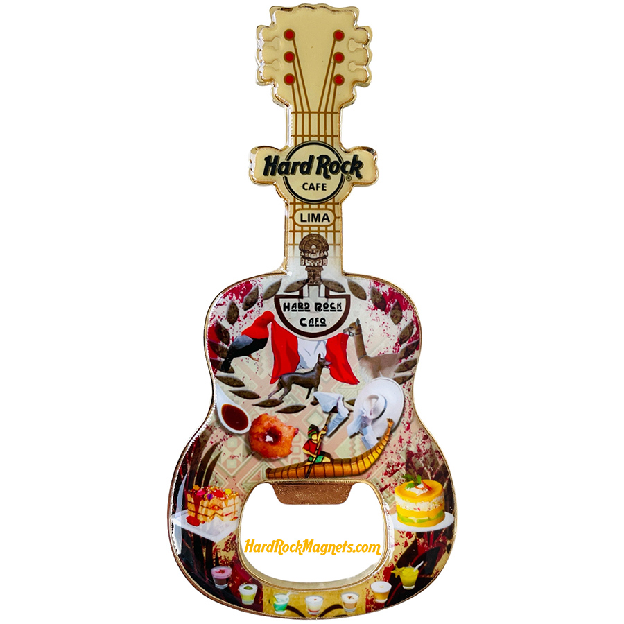 Hard Rock Cafe Lima V+ Bottle Opener Magnet No. 4 (Gold Version)