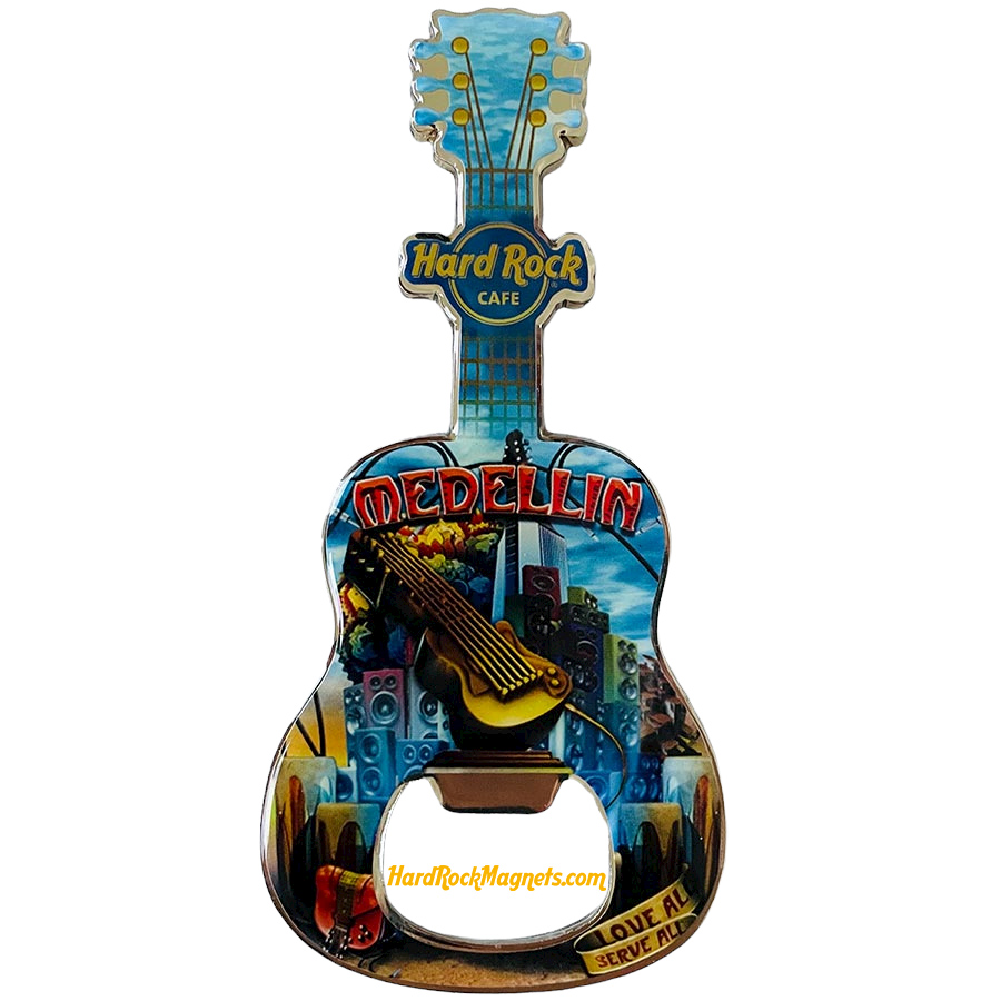 Hard Rock Cafe Medellin V+ Bottle Opener Magnet No. 2