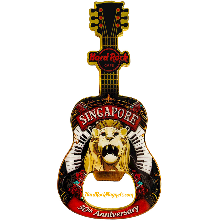 Hard Rock Cafe Singapore V+ Bottle Opener Magnet No. 5 (30th anniversary)