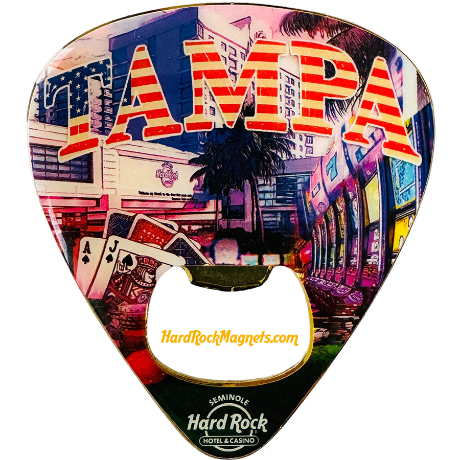 Hard Rock Hotel & Casino Tampa Guitar Pick Bottle Opener Magnet No. 2