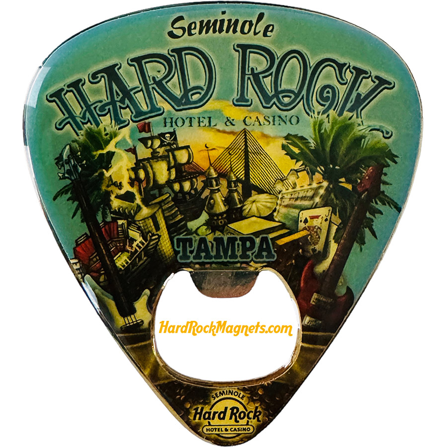 Hard Rock Hotel & Casino Tampa Guitar Pick Bottle Opener Magnet No. 1