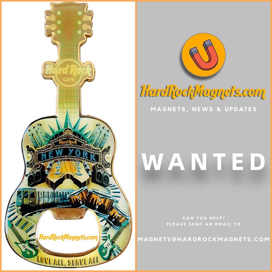 Hard Rock Cafe New York Bottle Opener Magnet (Yellow Version) - WANTED