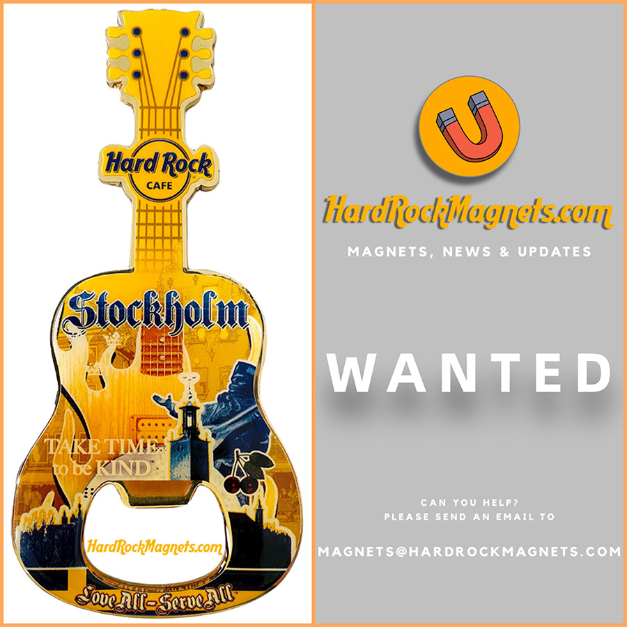Hard Rock Cafe Stockholm Bottle Opener Magnet No. 1 - WANTED