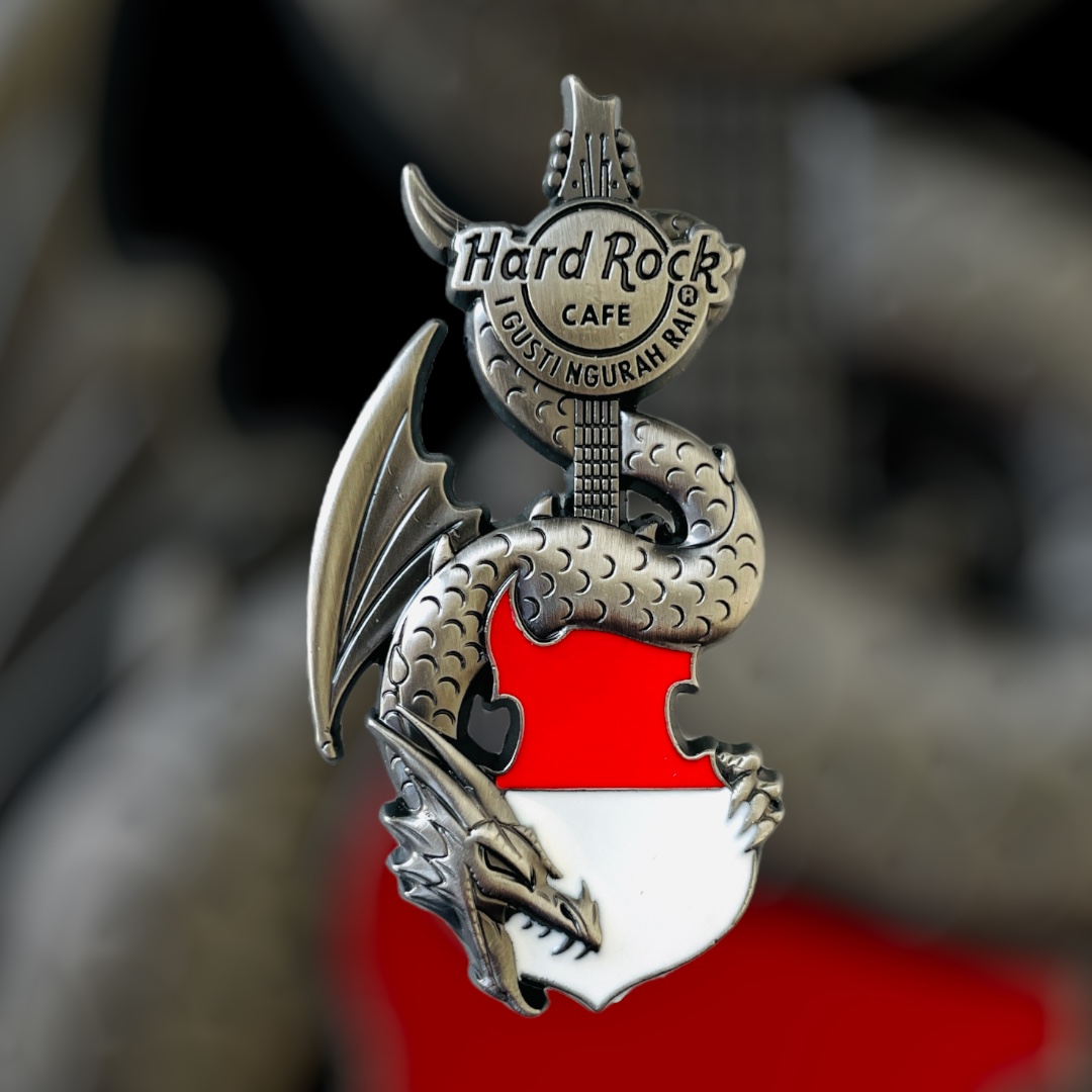 Hard Rock Cafe Bali Airport Core Dragon and Flag Guitar Pin