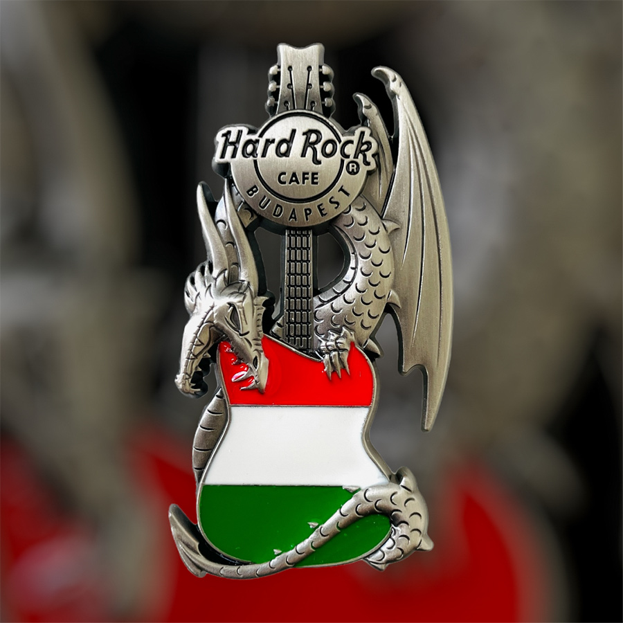 Hard Rock Cafe Budapest Core Dragon and Flag Guitar Pin