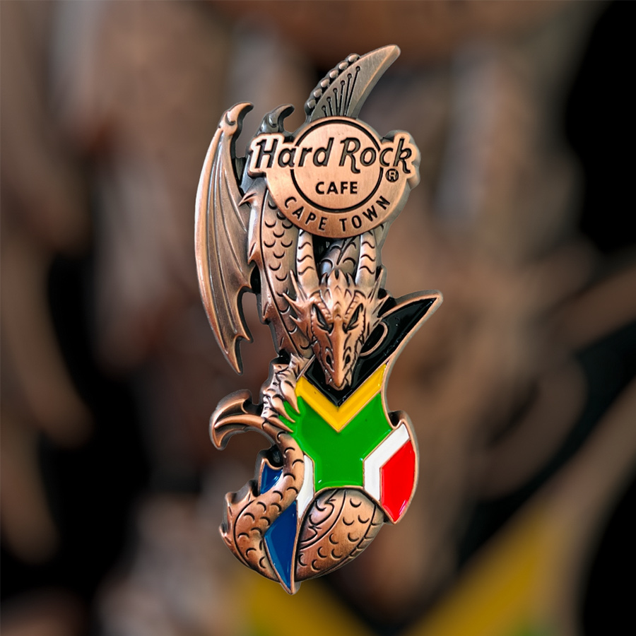 Hard Rock Cafe Cape Town Core Dragon and Flag Guitar Pin