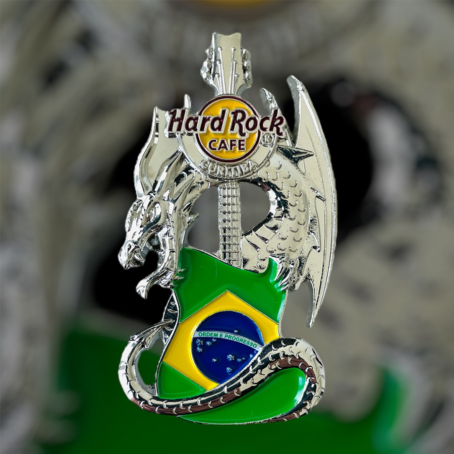 Hard Rock Cafe Curitiba Core Dragon and Flag Guitar Pin