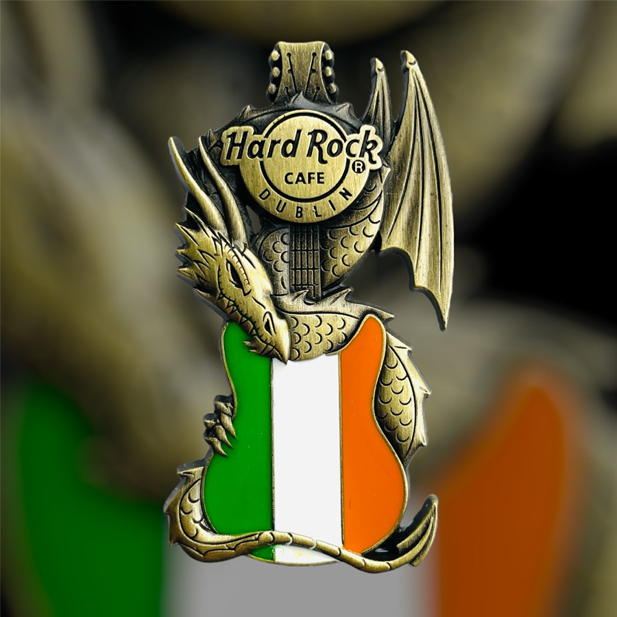 Hard Rock Cafe Dublin Core Dragon and Flag Guitar Pin