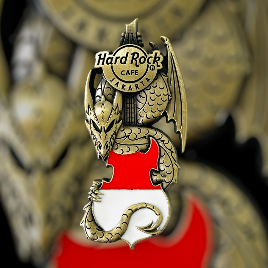 Hard Rock Cafe Jakarta Core Dragon and Flag Guitar Pin