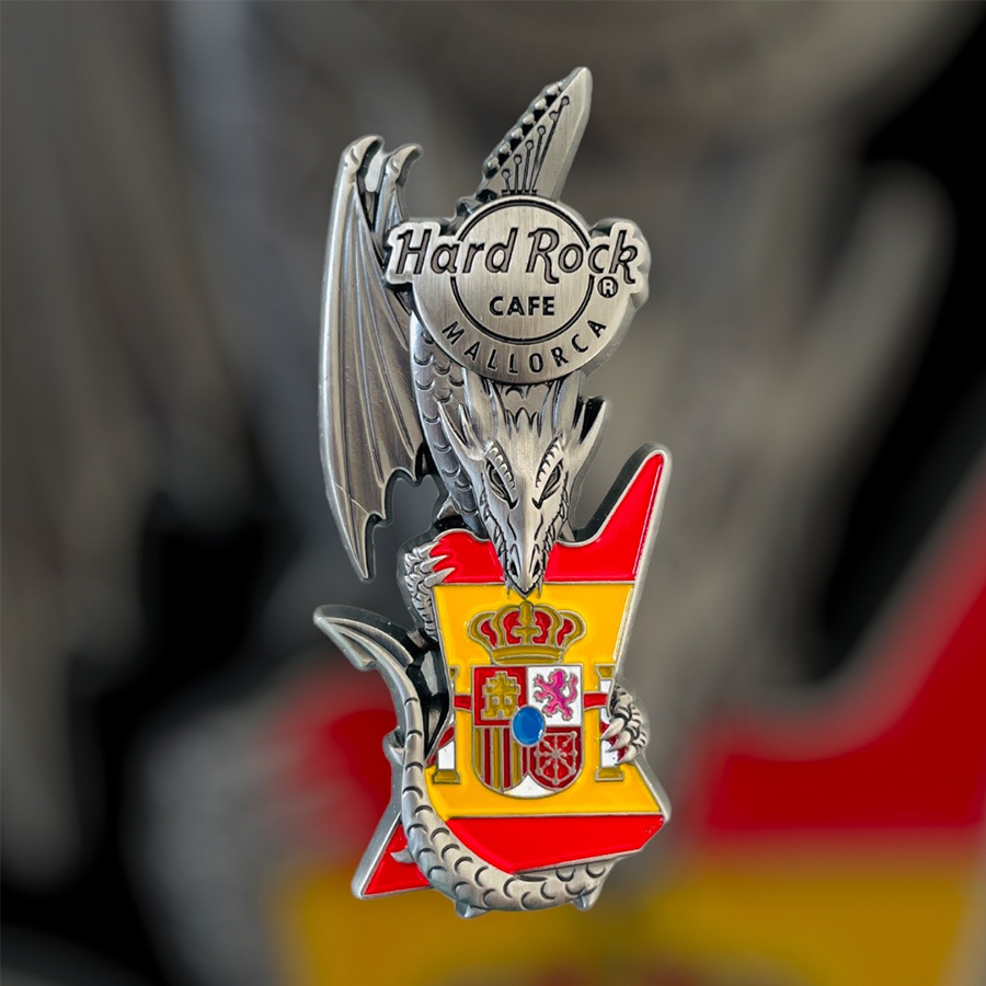 Hard Rock Cafe Mallorca Core Dragon and Flag Guitar Pin (1st Version)