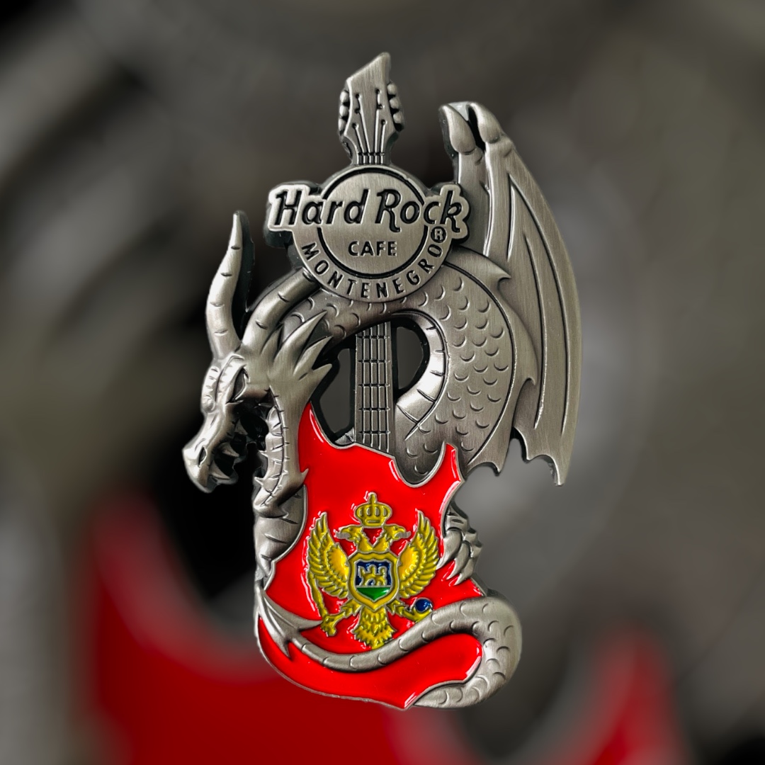 Hard Rock Cafe Montenegro Core Dragon and Flag Guitar Pin