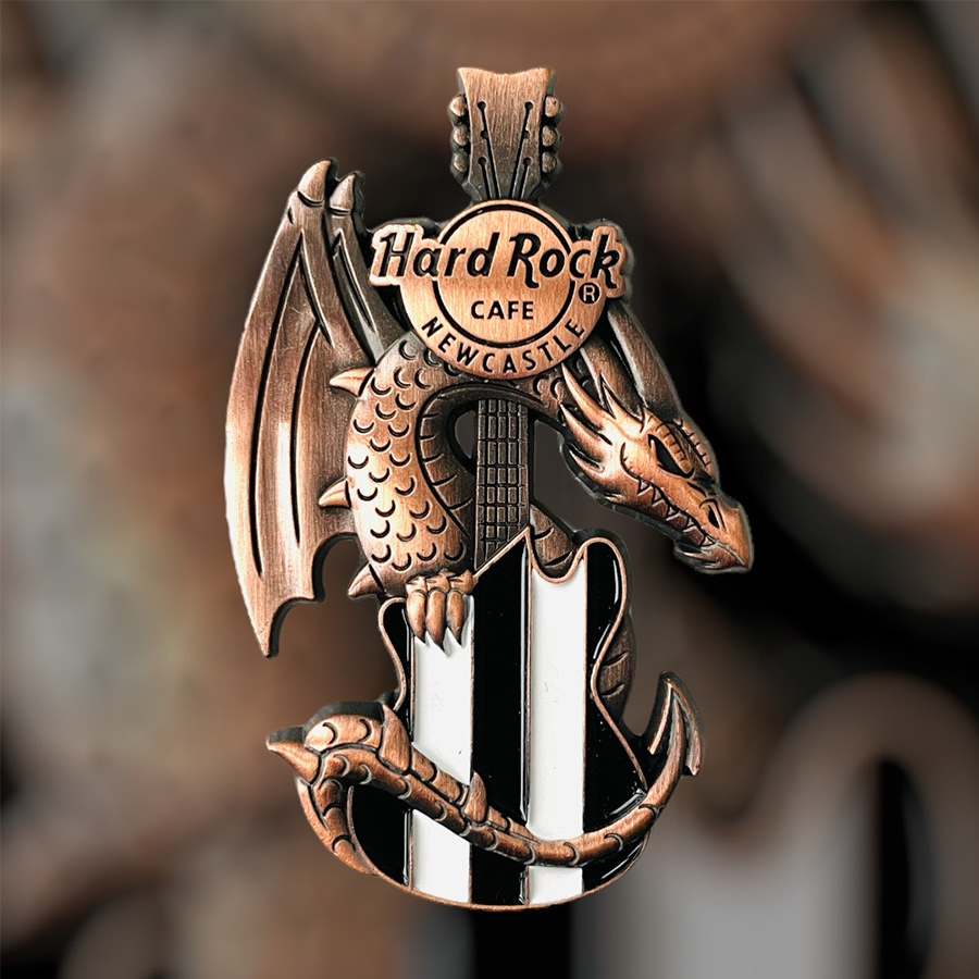 Hard Rock Cafe Newcastle Core Dragon and Flag Guitar Pin