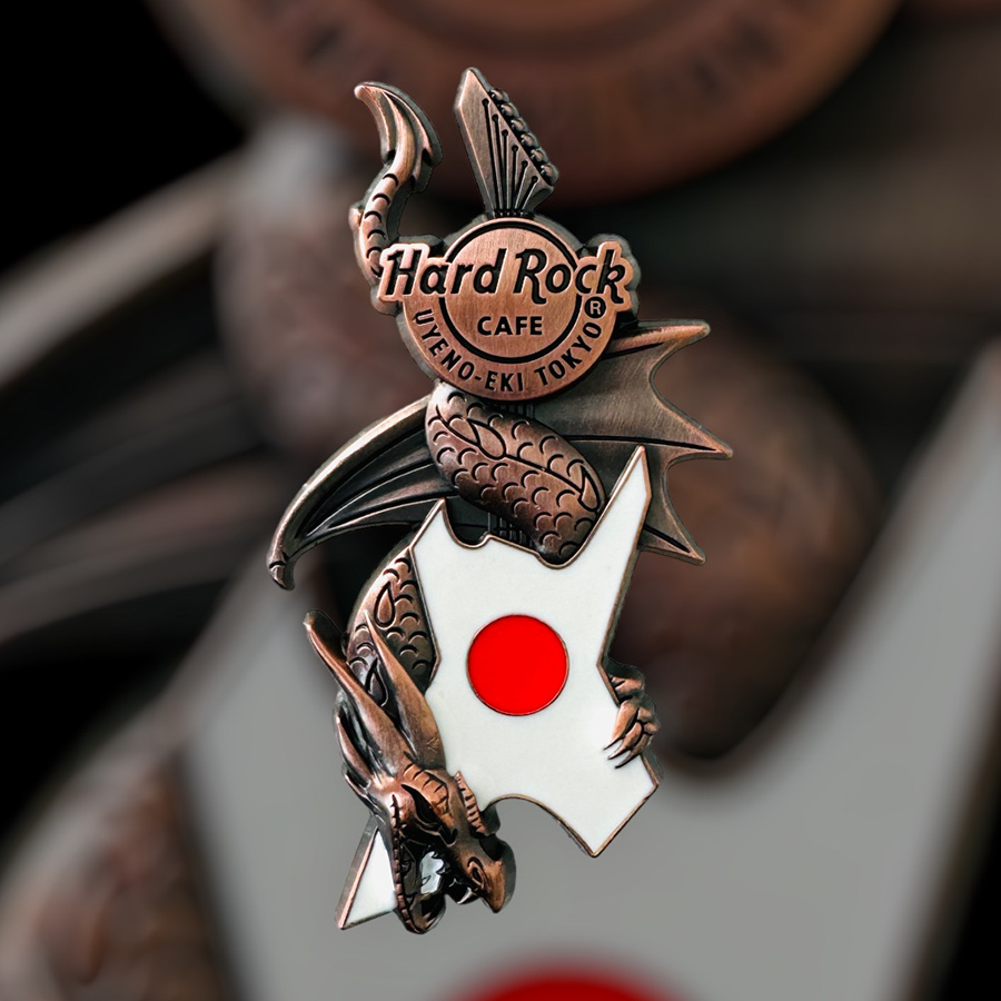 Hard Rock Cafe Toyko Uyeno-Eki Core Dragon and Flag Guitar Pin