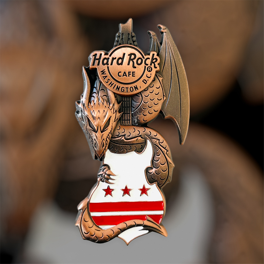 Hard Rock Cafe Washington D.C. Core Dragon and Flag Guitar Pin