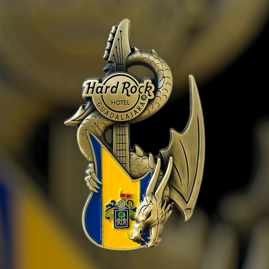 Hard Rock Hotel Guadalajara Core Dragon and Flag Guitar Pin