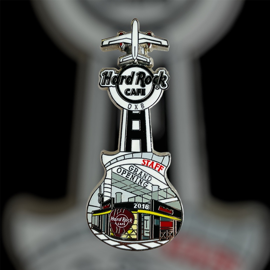 Hard Rock Cafe DXB Dubai Airport Grand Opening STAFF Pin from 2018 Silver Version (LE 100)