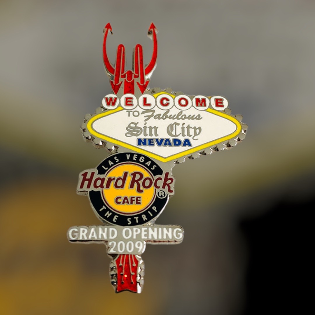 Hard Rock Cafe Las Vegas (The Strip) Grand Opening Fork Guitar Silver Version Pin from 2009 (LE 300)