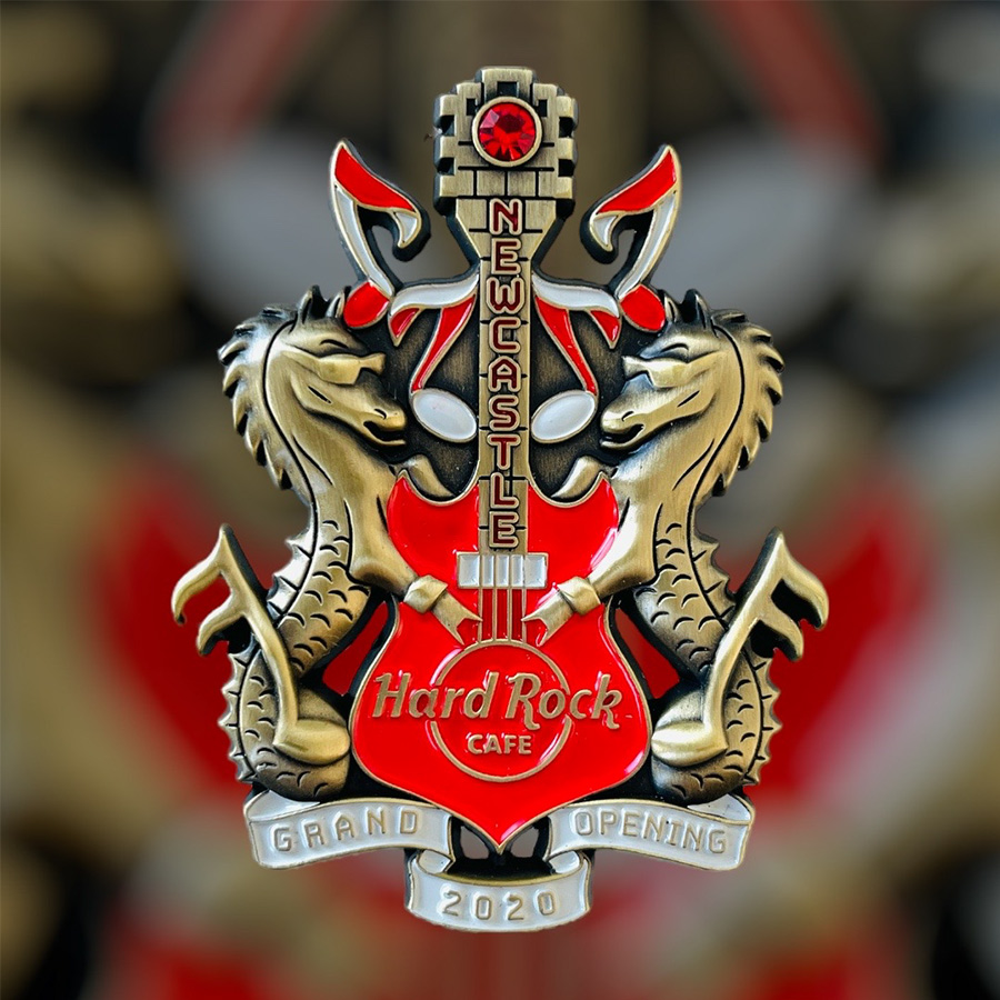 Hard Rock Cafe Newcastle Grand Opening Pin (Red/Bronze Version) from 2020 (LE 400)