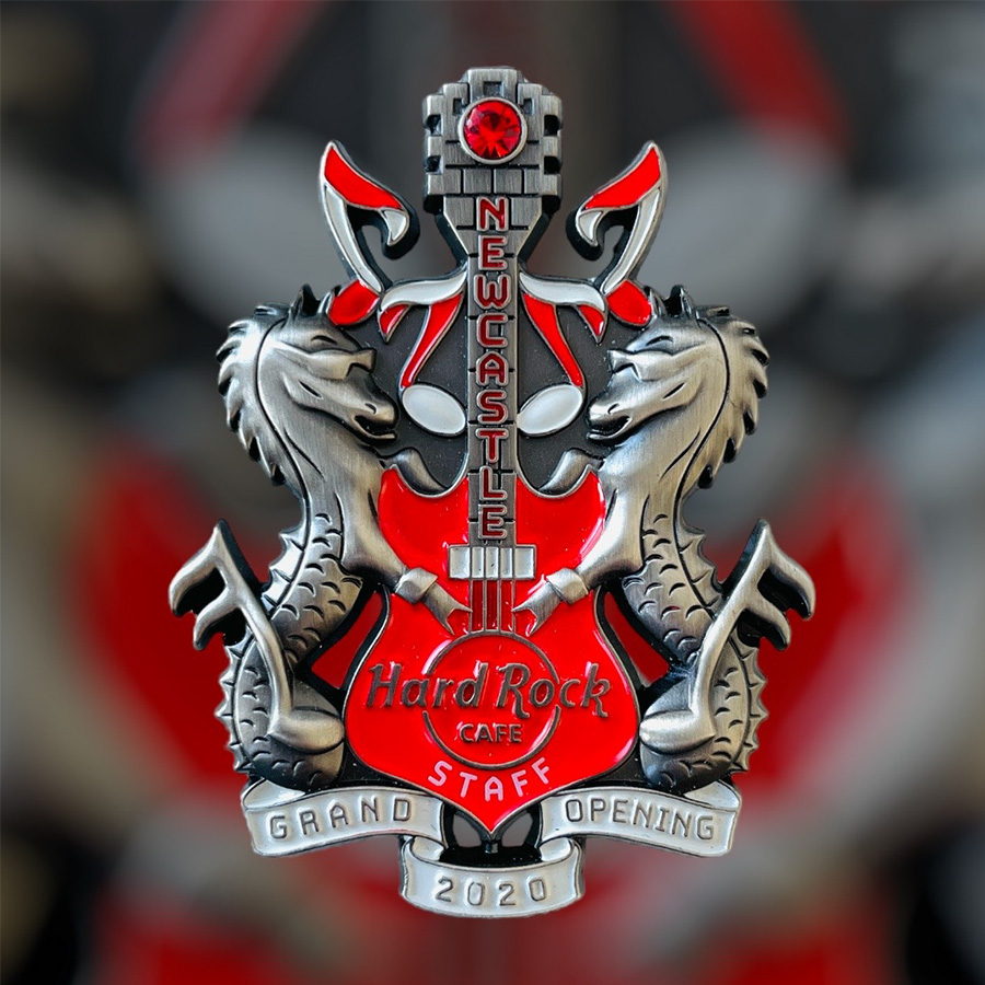 Hard Rock Cafe Newcastle Grand Opening STAFF Pin (Red/Silver Version) from 2020 (LE 150)
